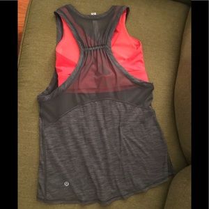 Lululemon Tank Top Grey Pink / Attached Sports bra